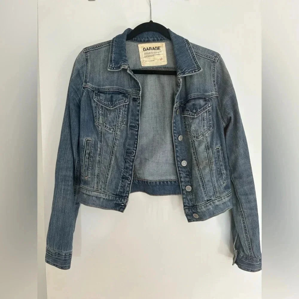 Vintage Garage Jean Jacket with Sun Fading